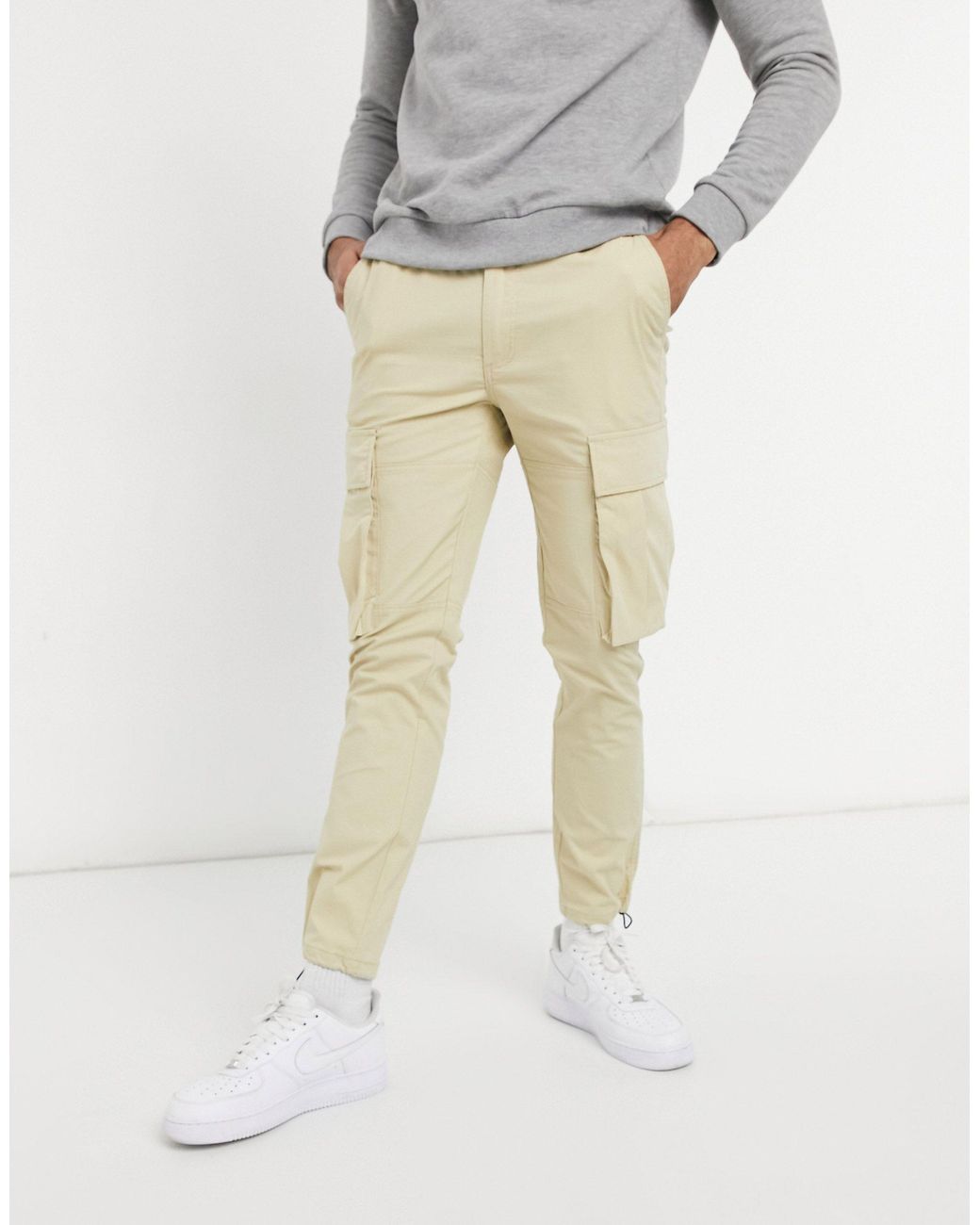 TOPMAN Belted Skinny Cargo Trousers in 