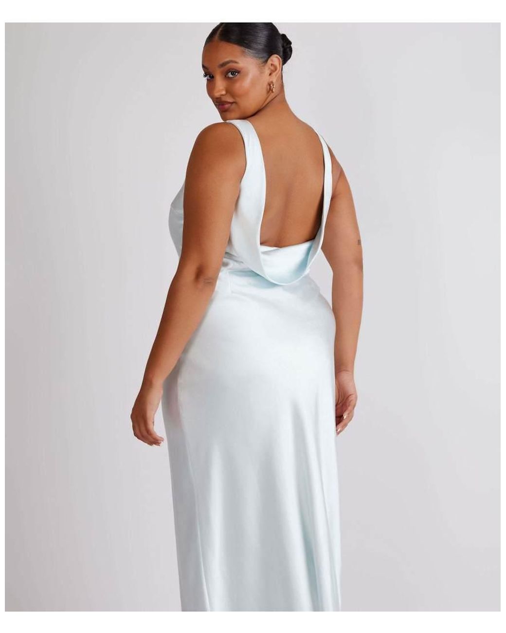 Six Stories White Cowl Back Satin Bridesmaid Dress