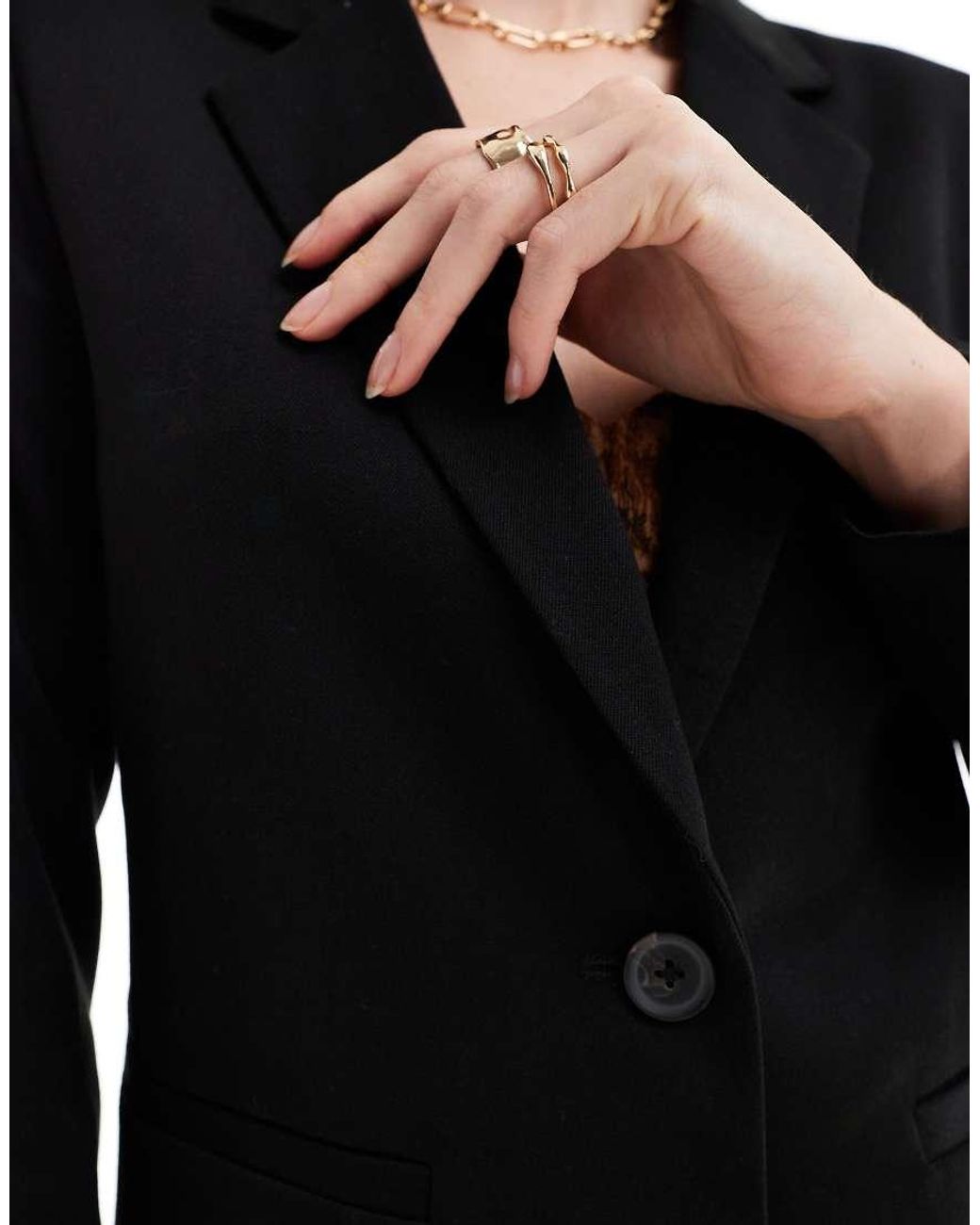 Object Black One Button Blazer