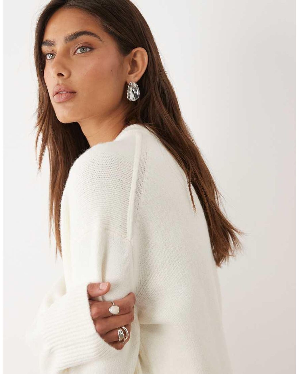 ASOS Natural Relaxed Jumper With Side Split Detail