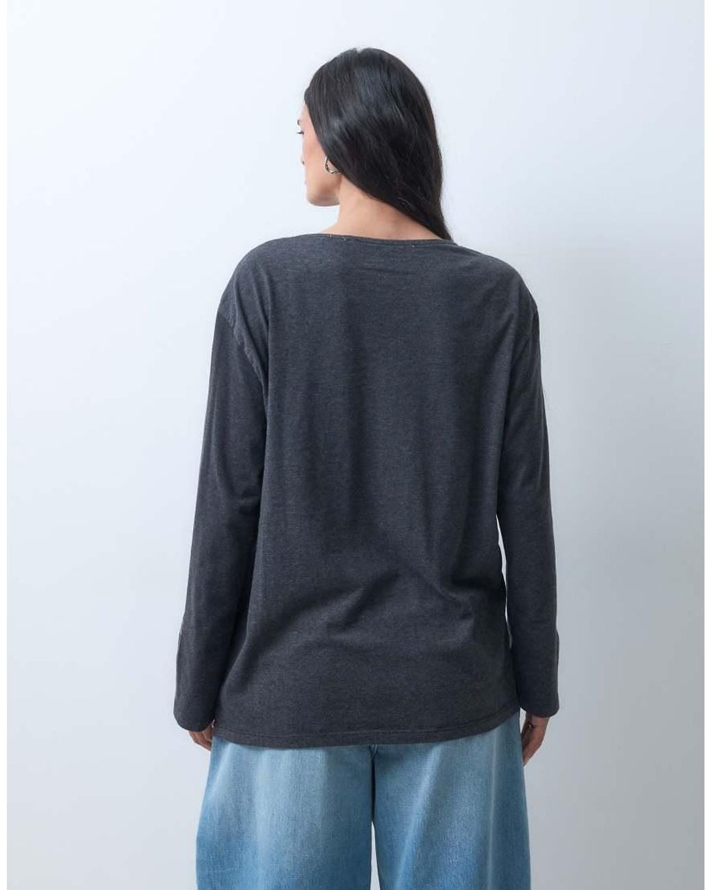 The Ragged Priest Blue Oversized Long Sleeve Top With Skeleton Graphic