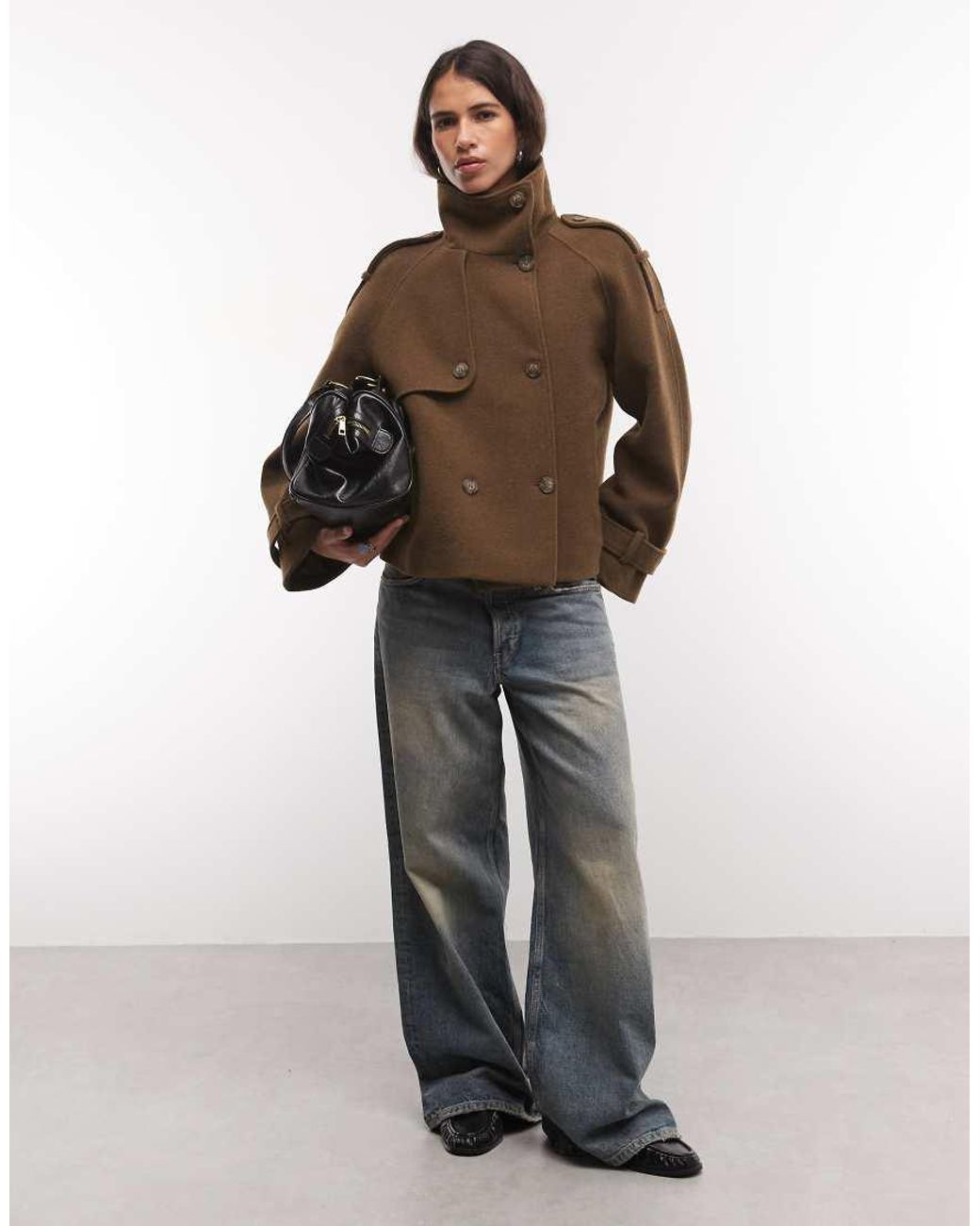 Monki Brown Funnel Neck Jacket