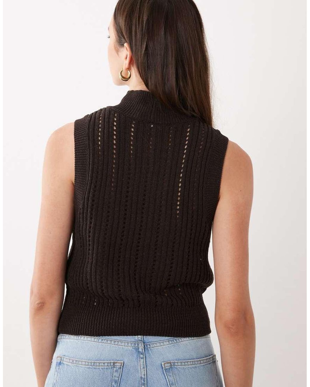 ASOS Black Knitted High Neck Tank