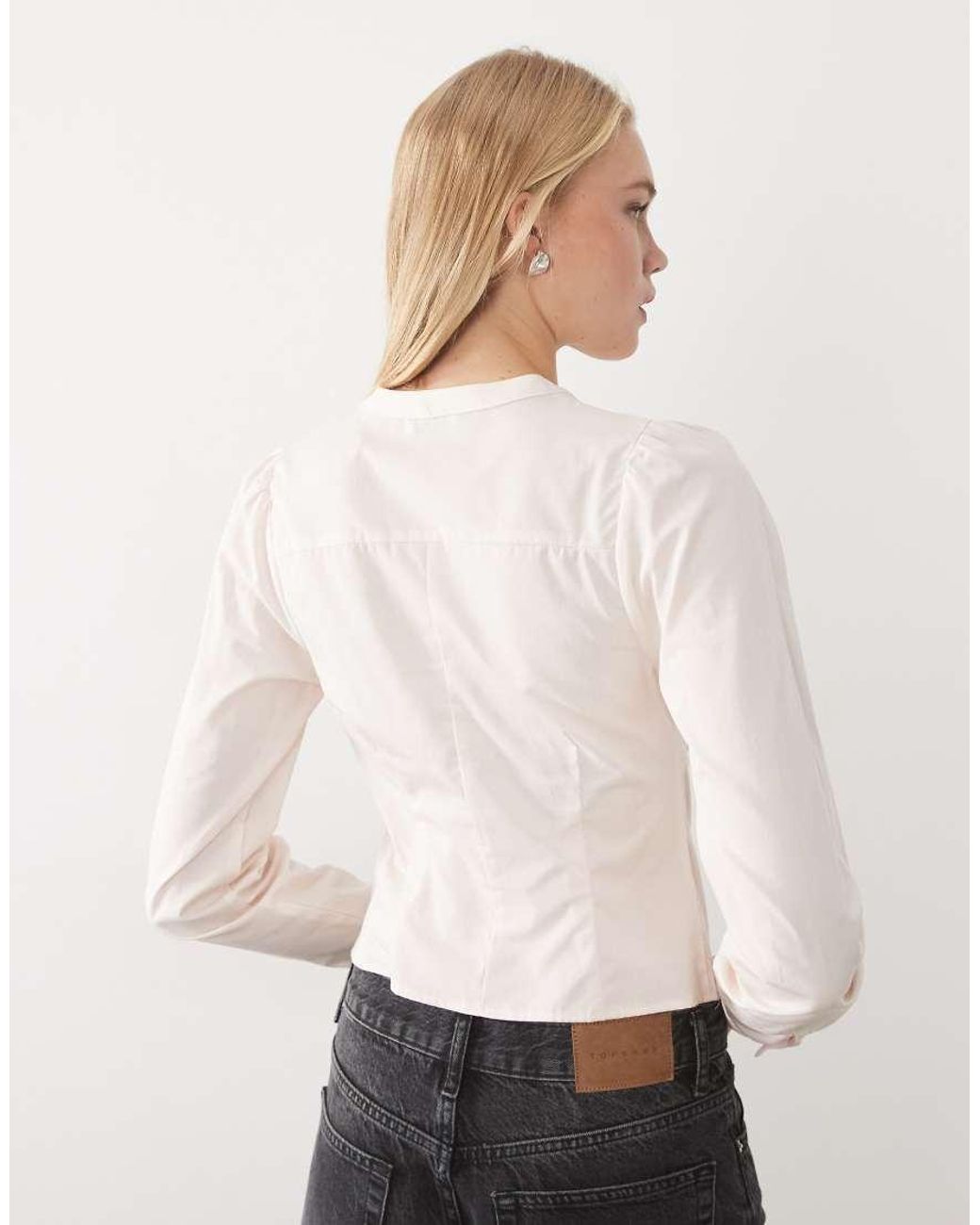 Miss Selfridge Natural Keyhole Fitted Shirt