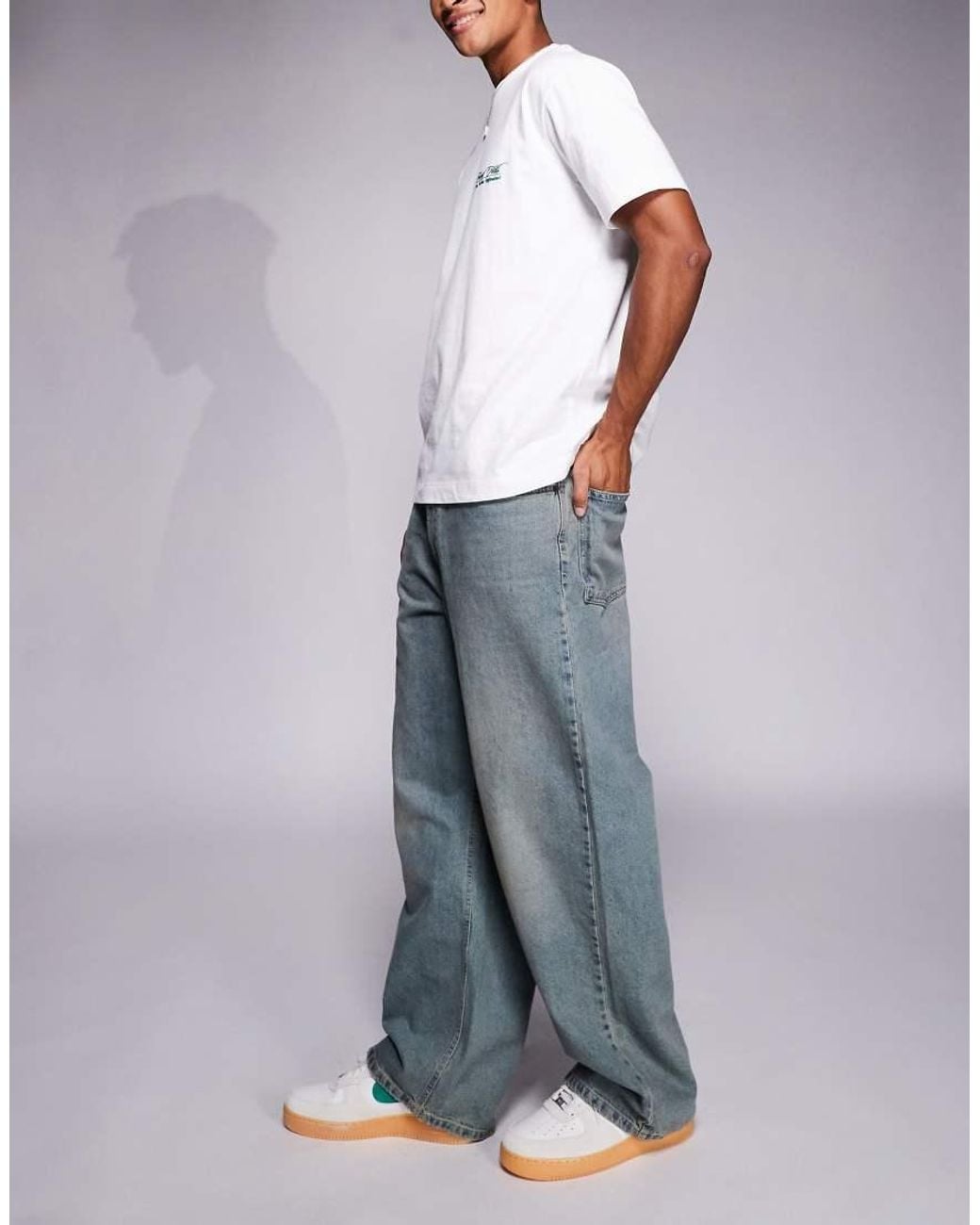 River Island Gray Super baggy Jeans for men