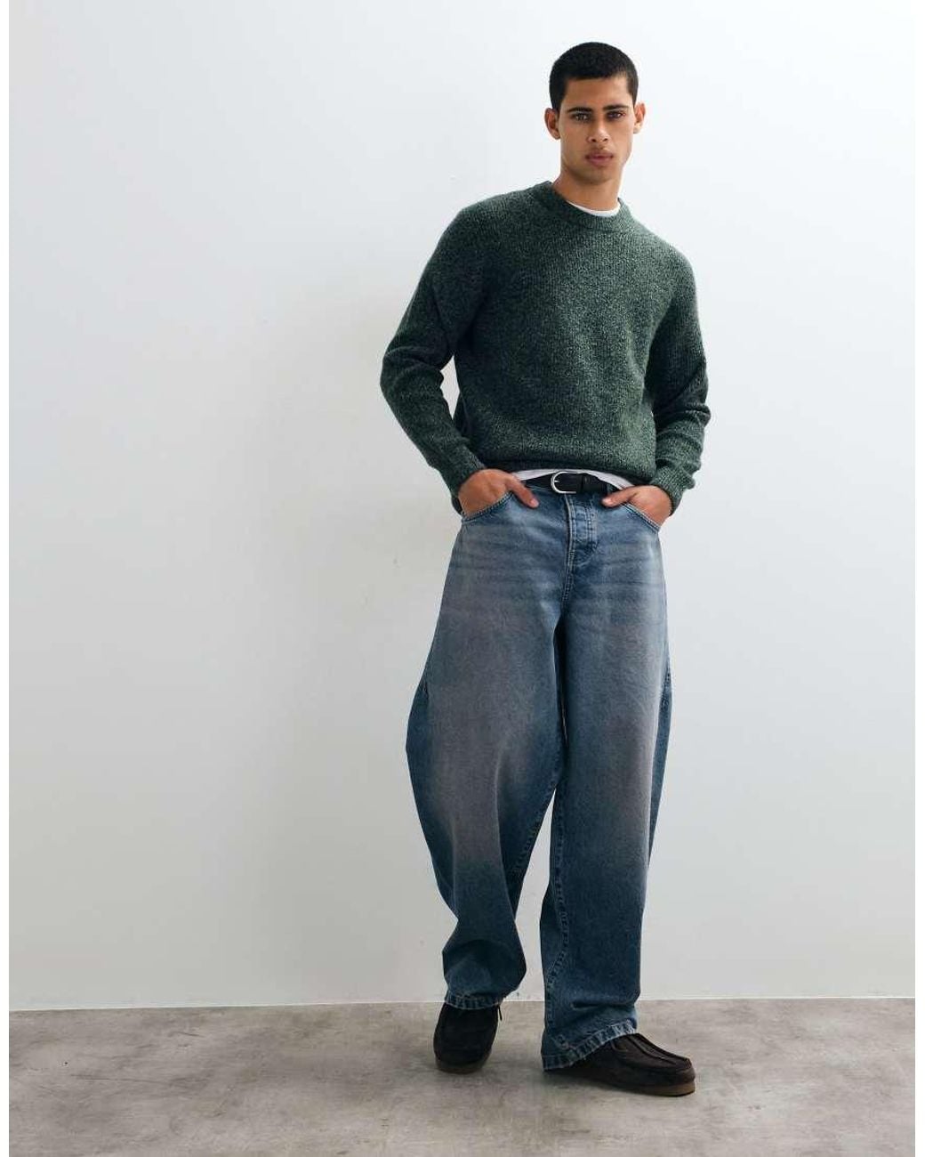 Jack & Jones Green Oversized Fluffy Jumper for men