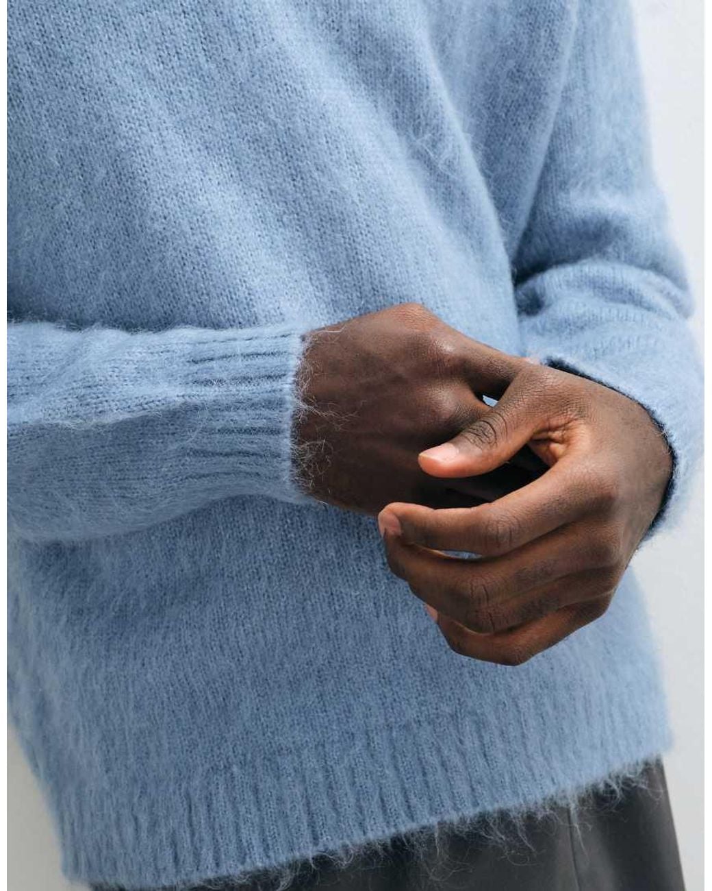ASOS Blue Oversized Knitted Mohair Jumper for men