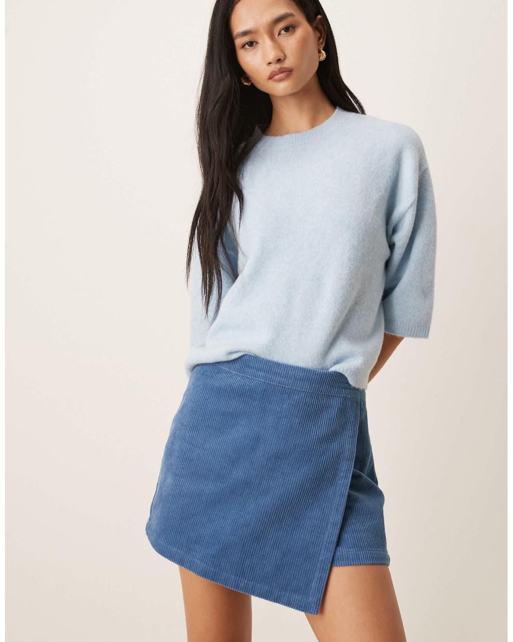 Threadbare Blue Cord Mini Skort