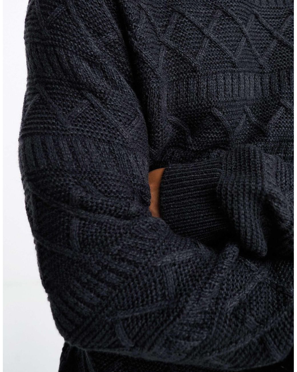 Only & Sons – strukturierter strickpullover in Black für Herren