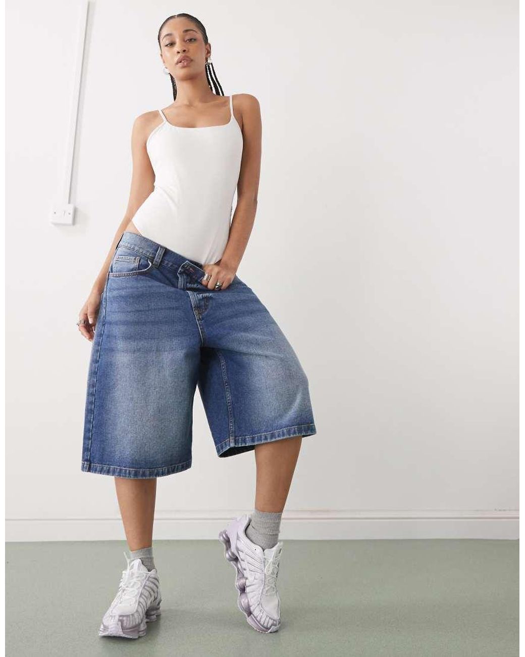 Monki White Scoop Neck High Leg Swimsuit