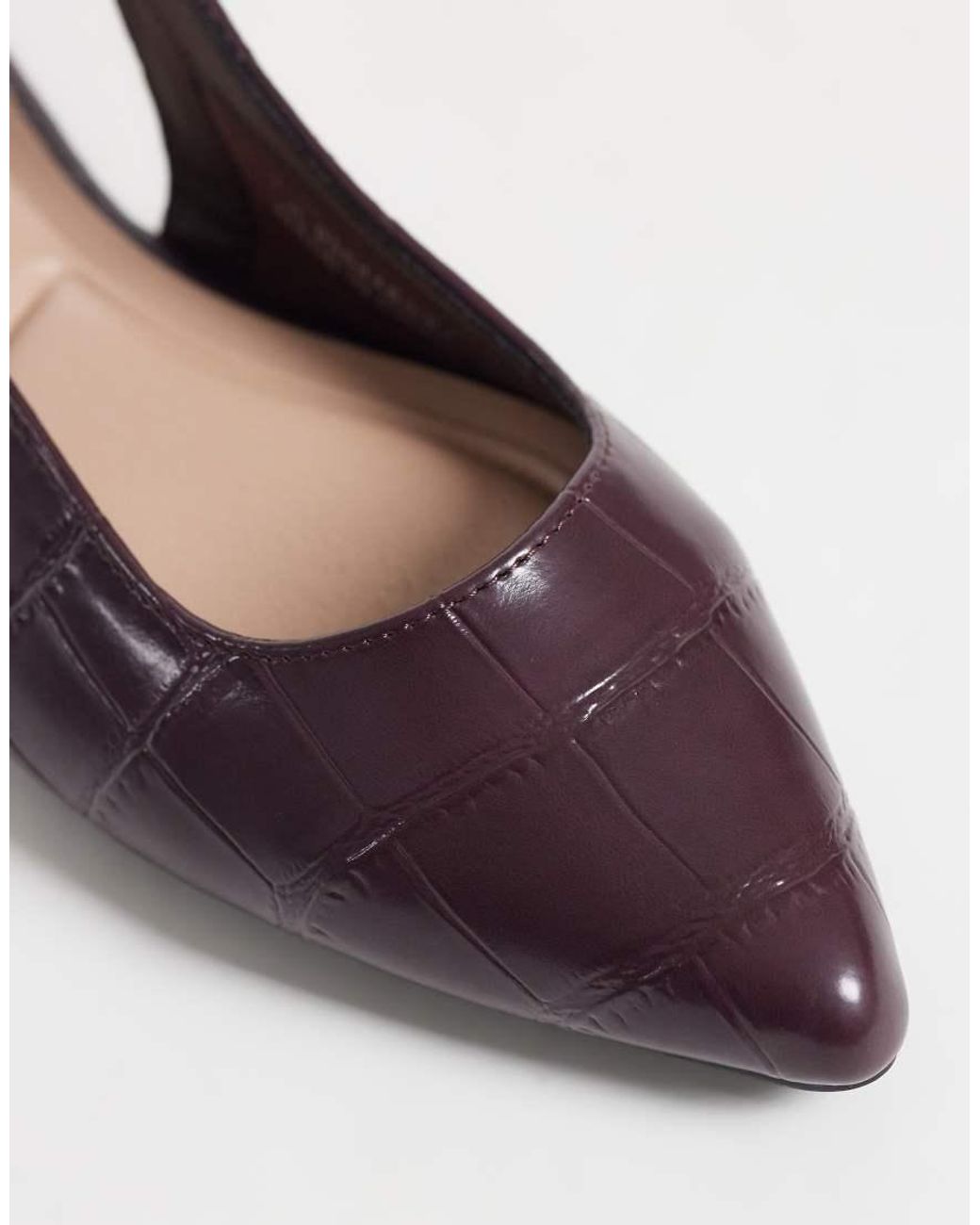 New Look White Faux Croc Pointed Toe Ballet Flat