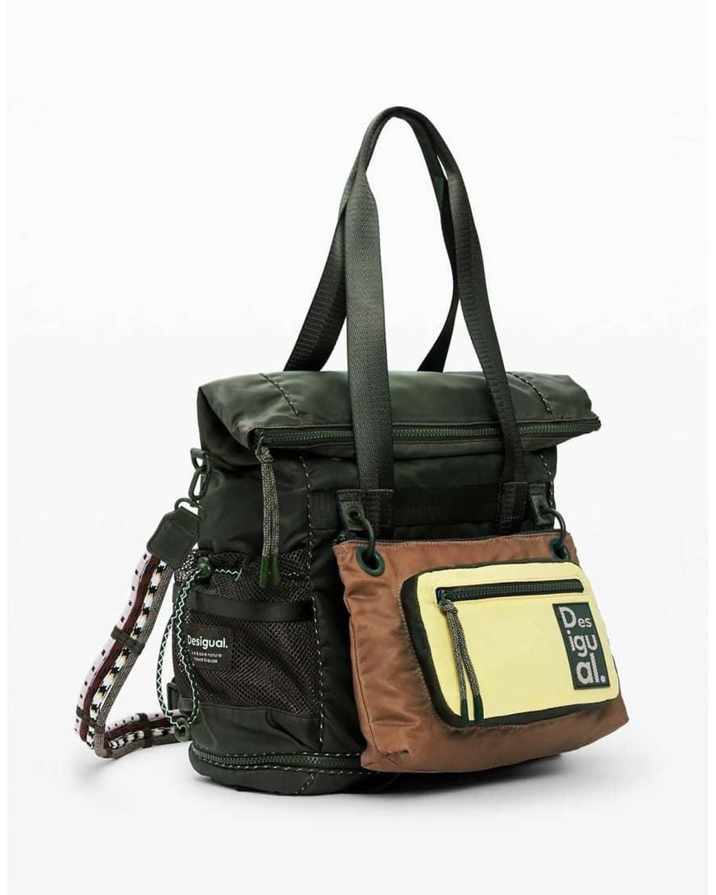 Desigual Black Bicolor Waxed Voyager Backpack