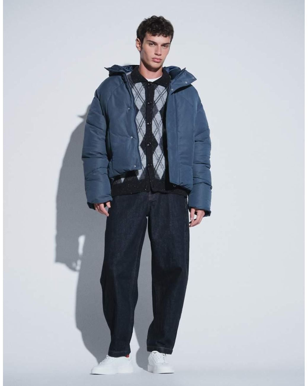ASOS Blue Oversized Puffer Jacket for men