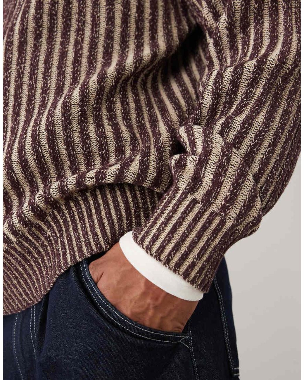 Jersey Boxy Fit De Rayas En-Rojo Redefined Rebel de hombre de color Brown
