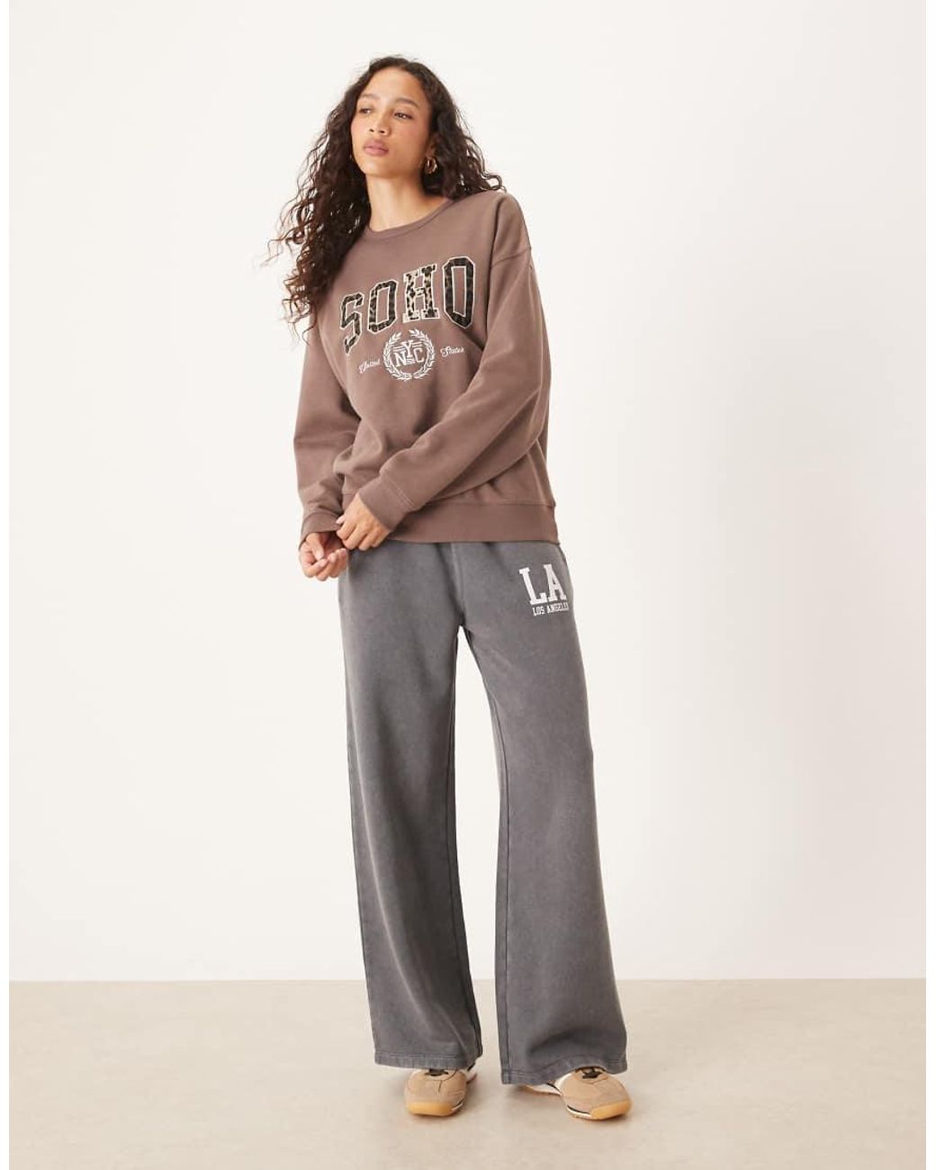 Brave Soul Brown Slogan Crew Neck Sweatshirt