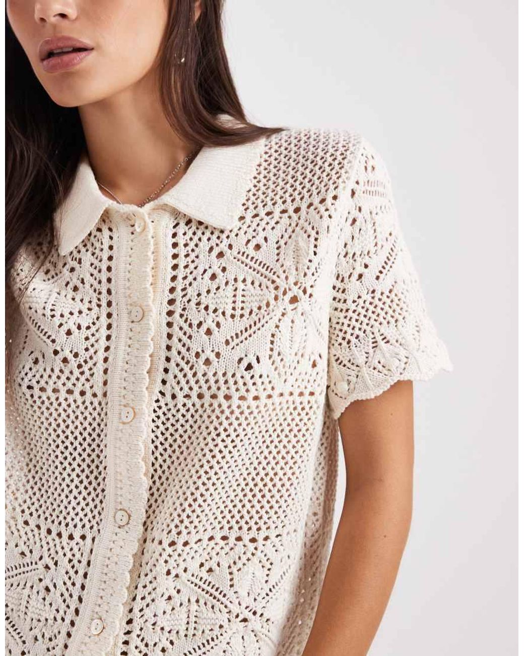 Levi's White Susanna Floral Crochet Shirt
