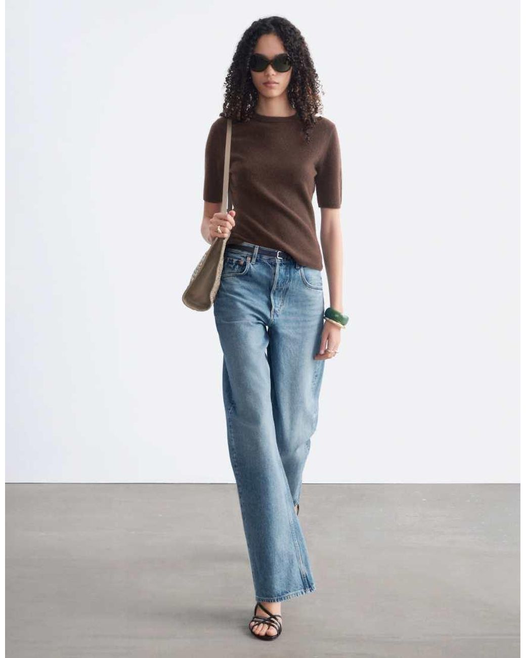 & Other Stories Blue Cashmere Fine Knit Top