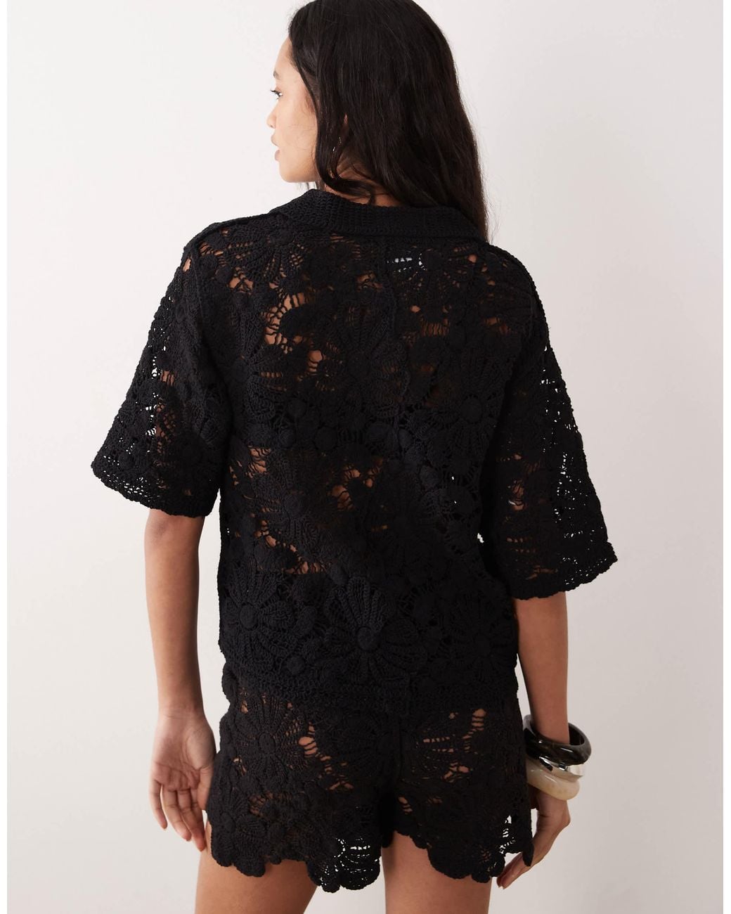 ASOS Brown Crochet Polo