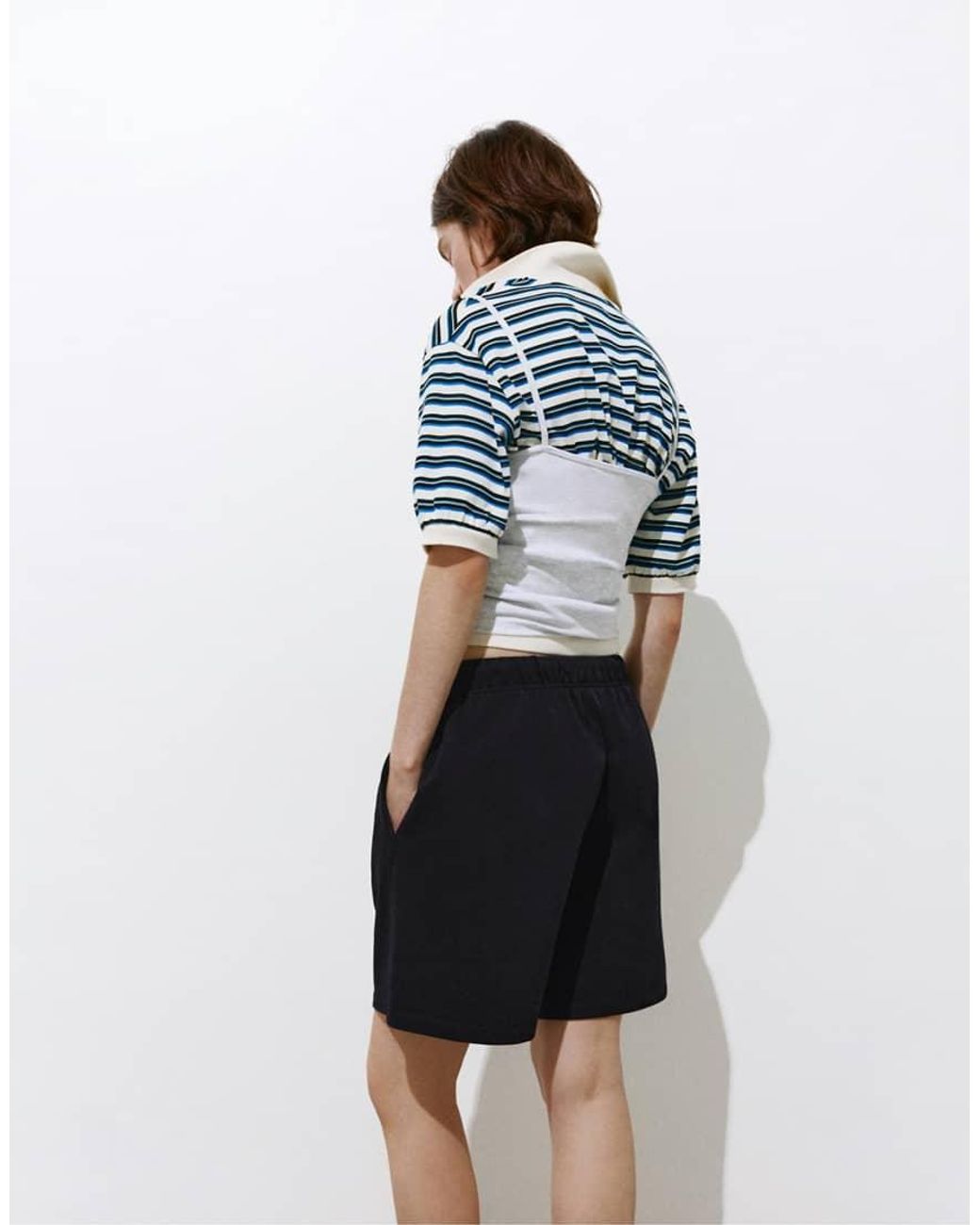 Pull&Bear White Bermuda Shorts With Elasticated Waistband