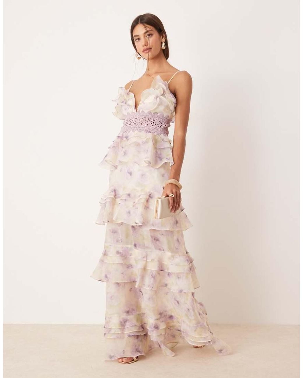 True Decadence Pink Tiered Ruffle Maxi Dress With Spaghetti Strap