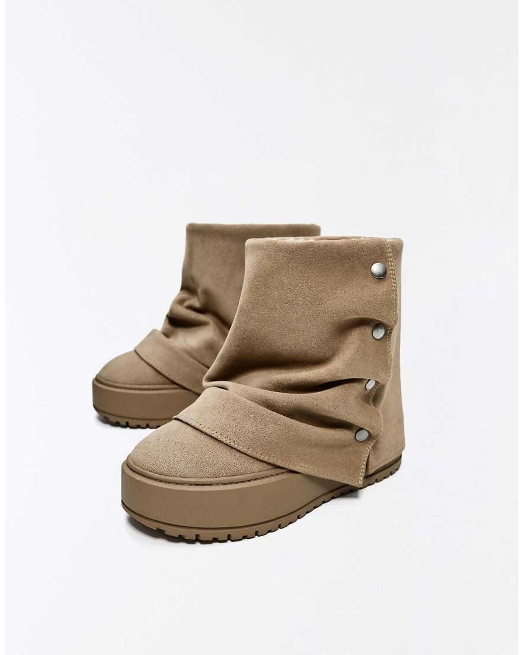 Bershka Natural Fur-lined Trouser Ankle Boots