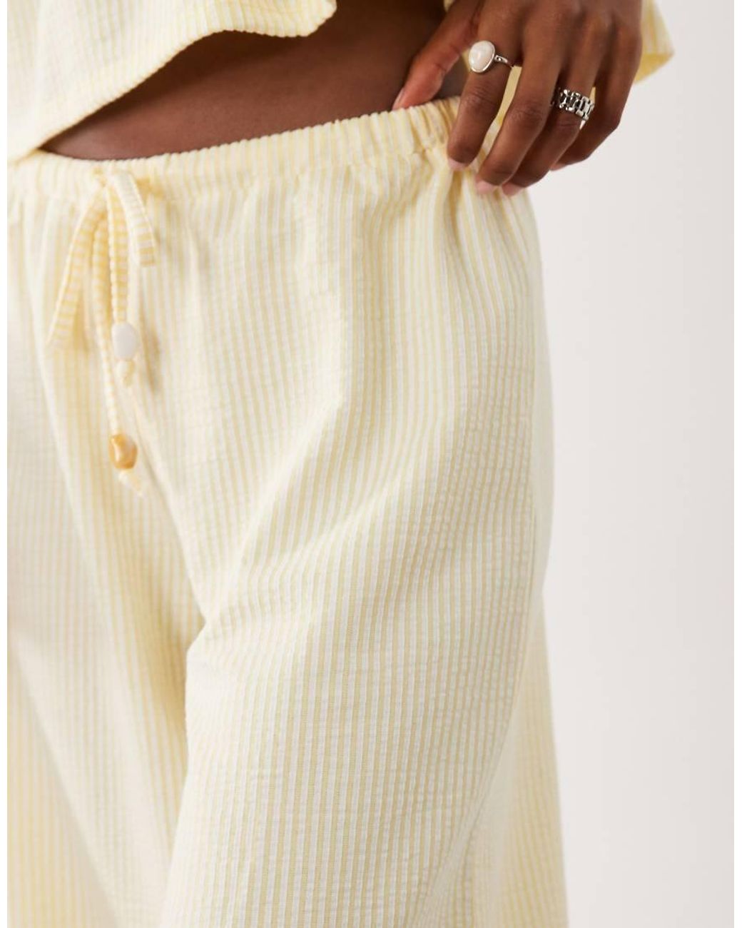 ASOS Natural Micro Stripe Wide Leg Co-ord Trousers