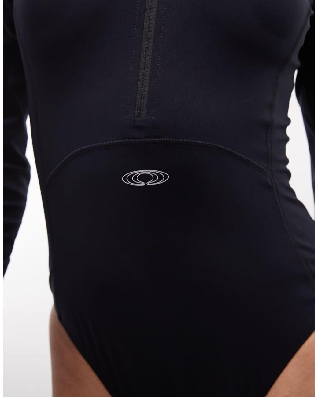 Rains Blue 41120 Long Sleeve Quick-dry Mock Neck Swimsuit