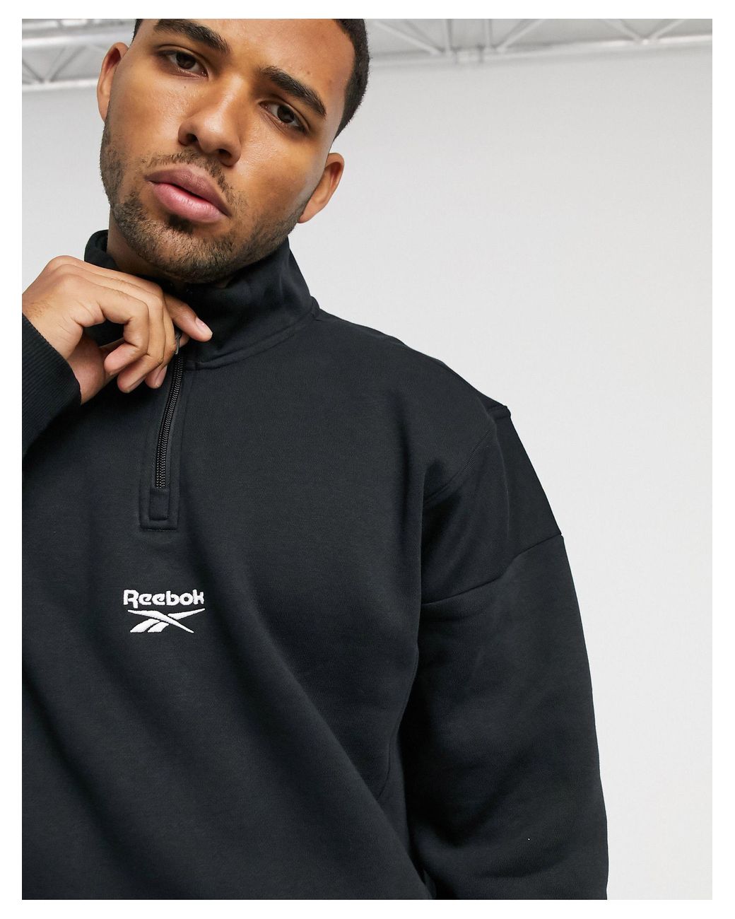 Reebok Classics Half Zip Sweatshirt With Vector Logo in Black for Men |  Lyst Australia