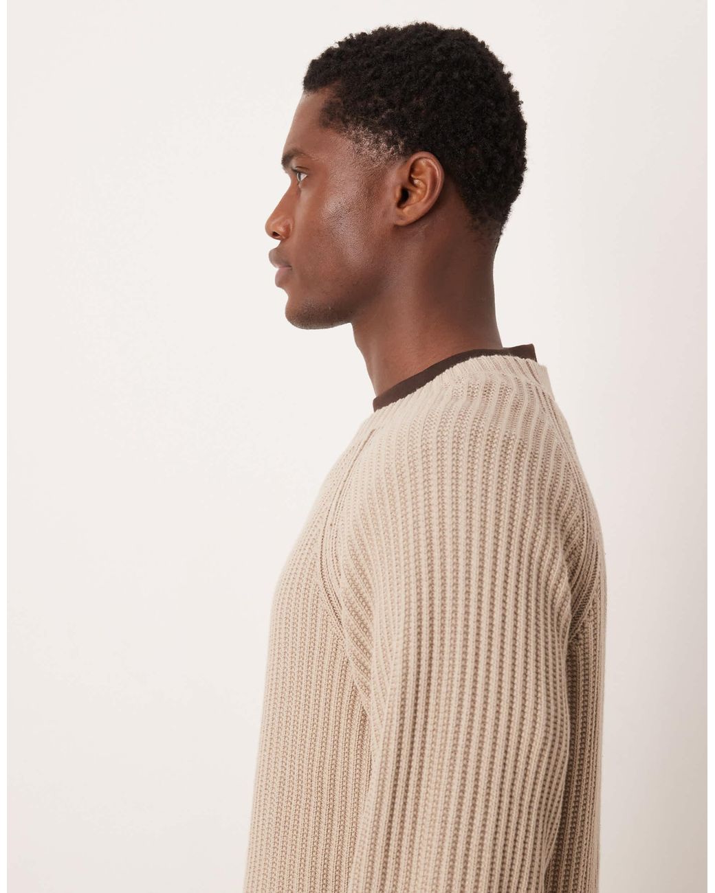 Pull côtelé à manches raglan - beige SELECTED pour homme en coloris Natural