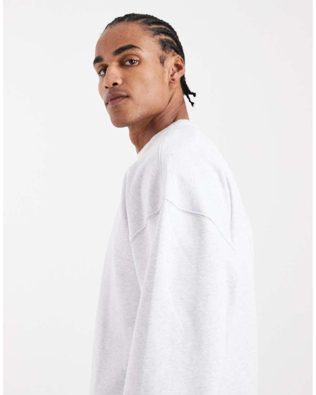 Only & Sons White Premium 400gsm Heavyweight Oversized Fit Crew Neck Sweatshirt Co-ord for men