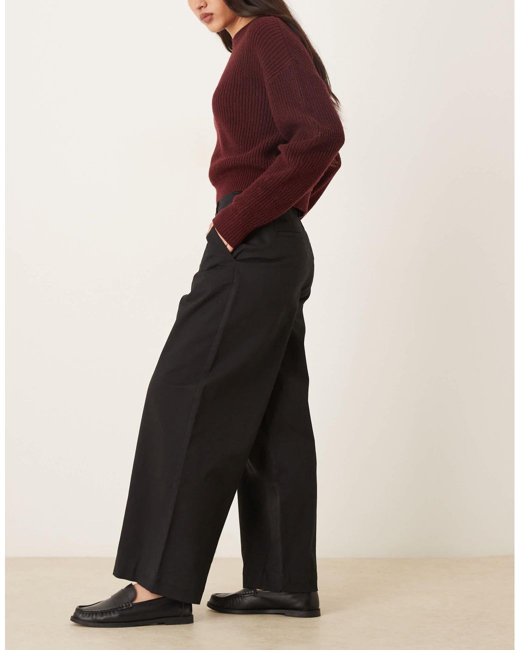 Aware Black Wide Leg Cropped Work Trouser