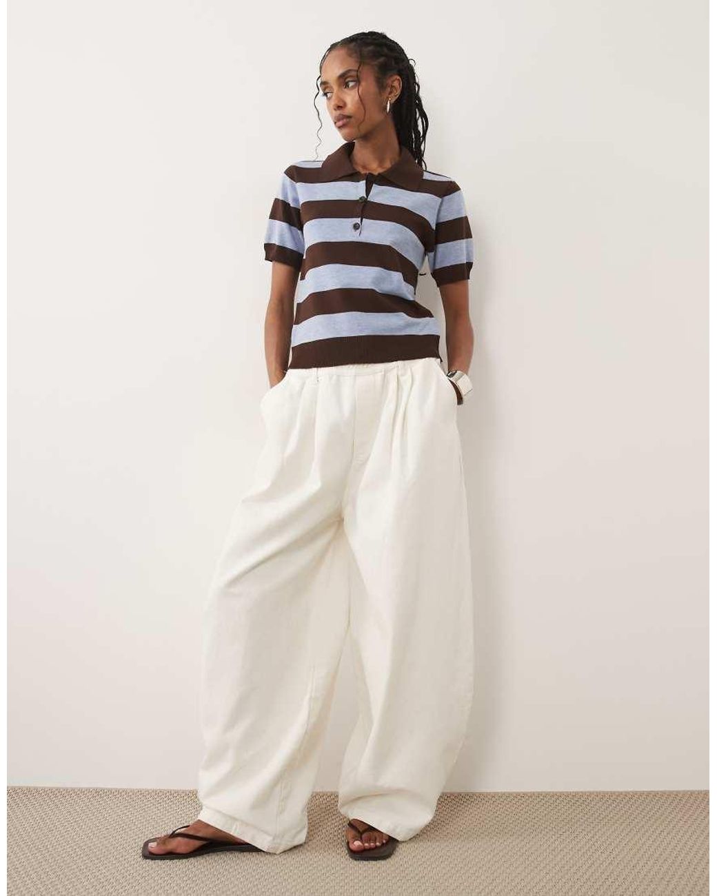 Threadbare White Short Sleeve Knit Polo Top