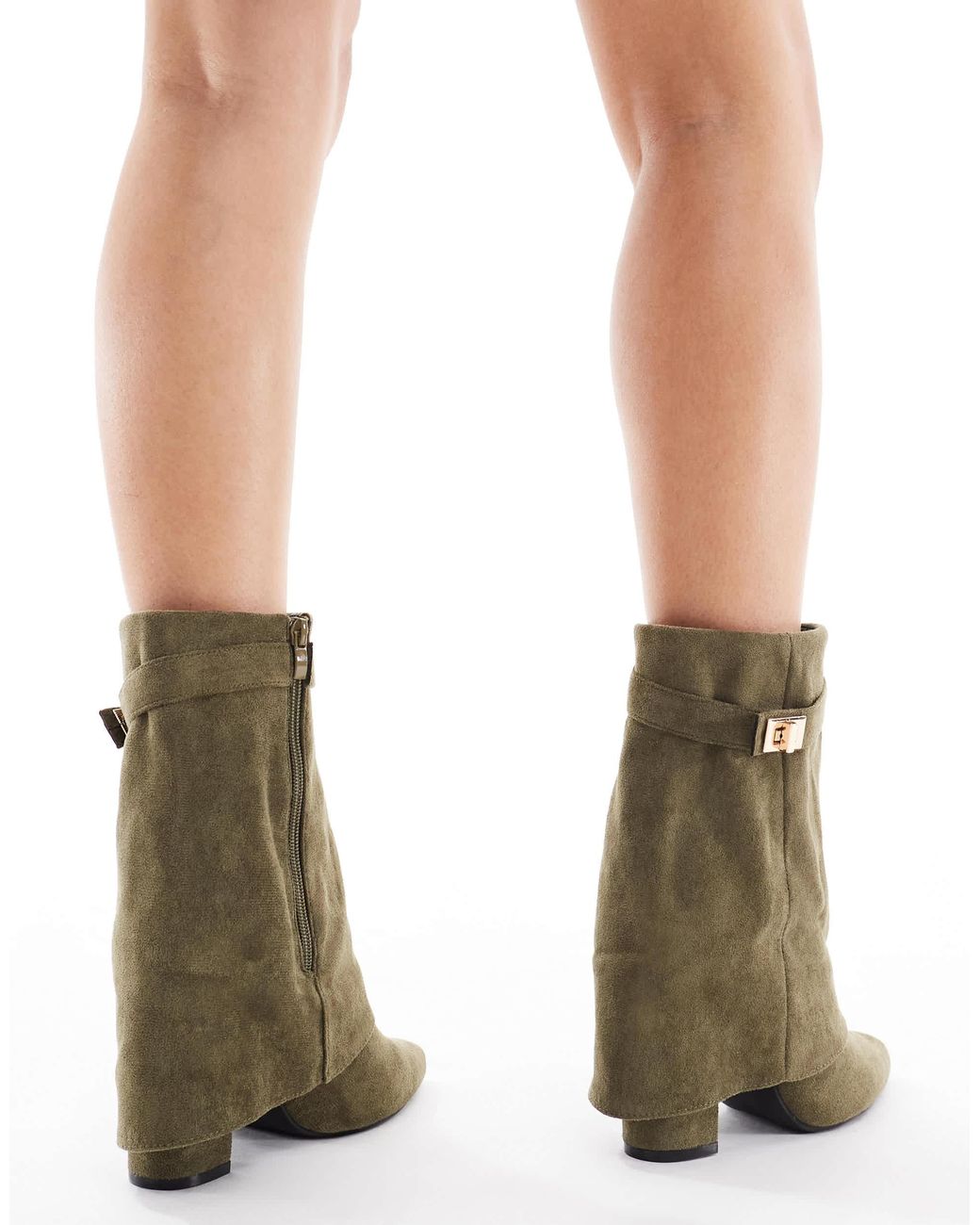 SEQWL Natural Ranger Fold Over Ankle Boots