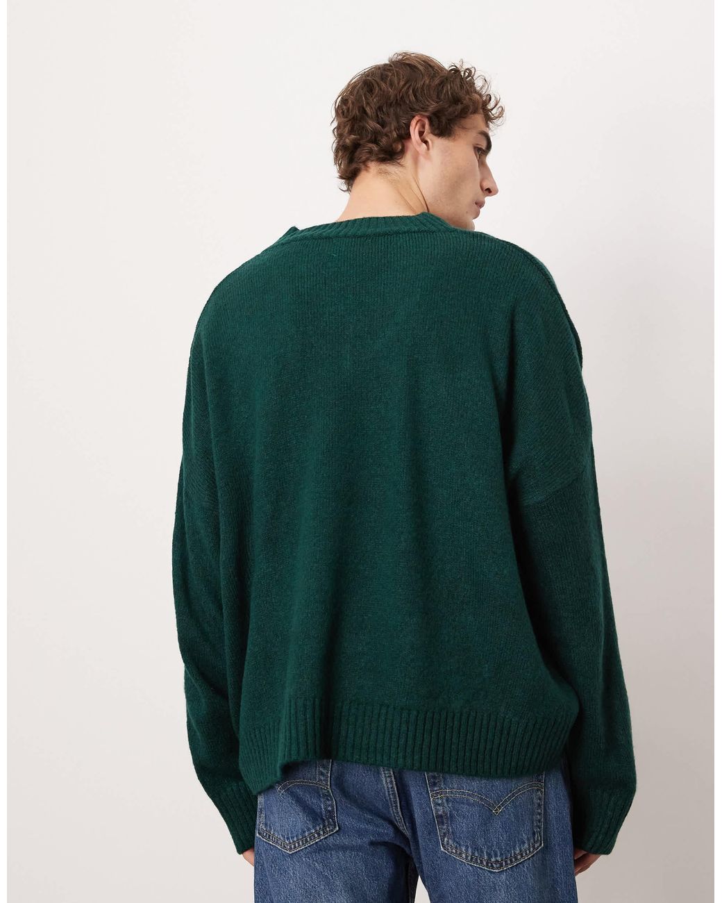 ASOS – kastiger strickpullover in Green für Herren