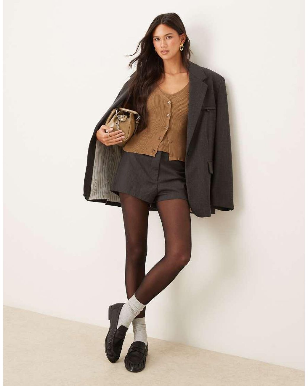 Mango Black Double Layered Short Sleeve Fine Knit Cardigan