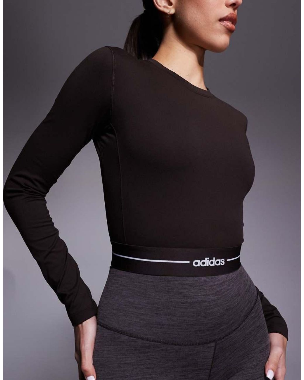 Adidas Originals Brown Adidas Training Hyperglam Linear Long Sleeve Top