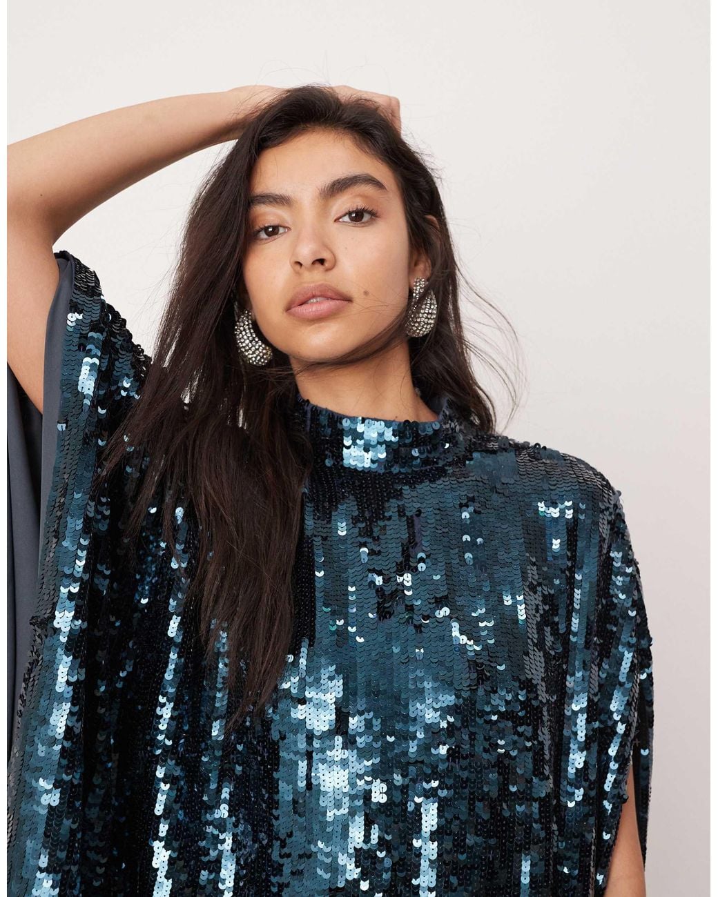 asos blue sparkly dress 1920s Great Gatsby evening dress in blue satin – LaVieDelight main image 0