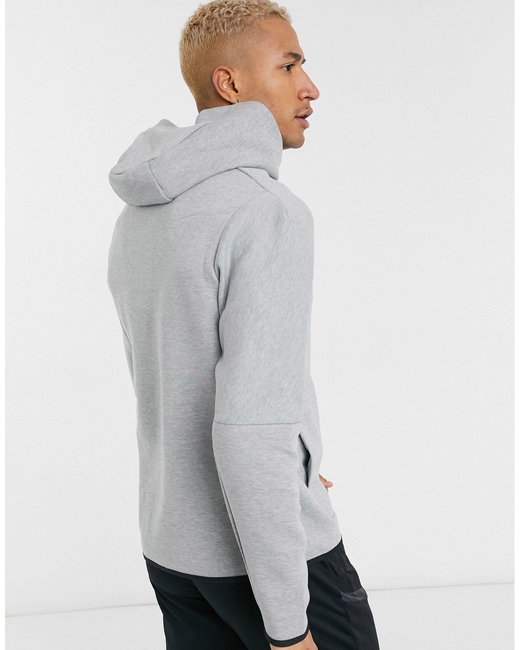Nike Tech Fleece Asymmetric Half-zip Hoodie in Gray for Men | Lyst