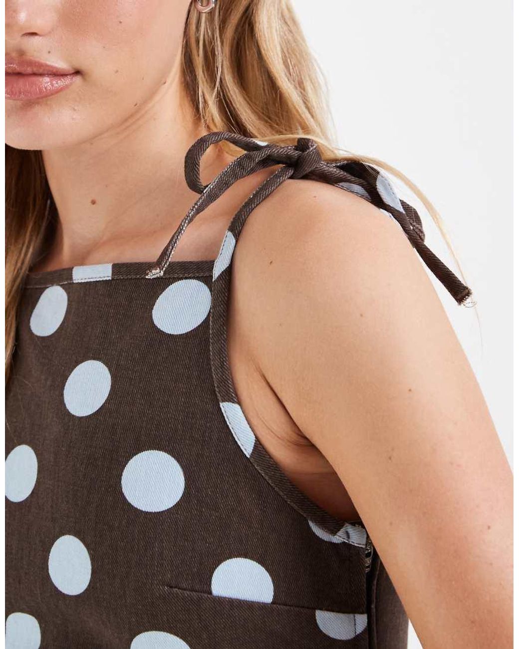 ASOS White Denim Tie Straps A-line Mini Dress
