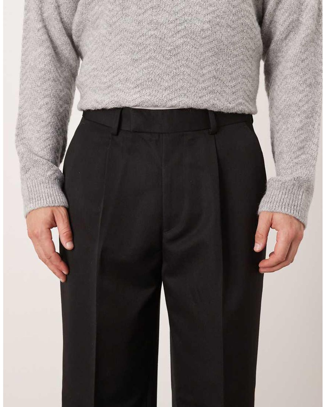ASOS Black Smart Pleated Wide Leg Pants for men