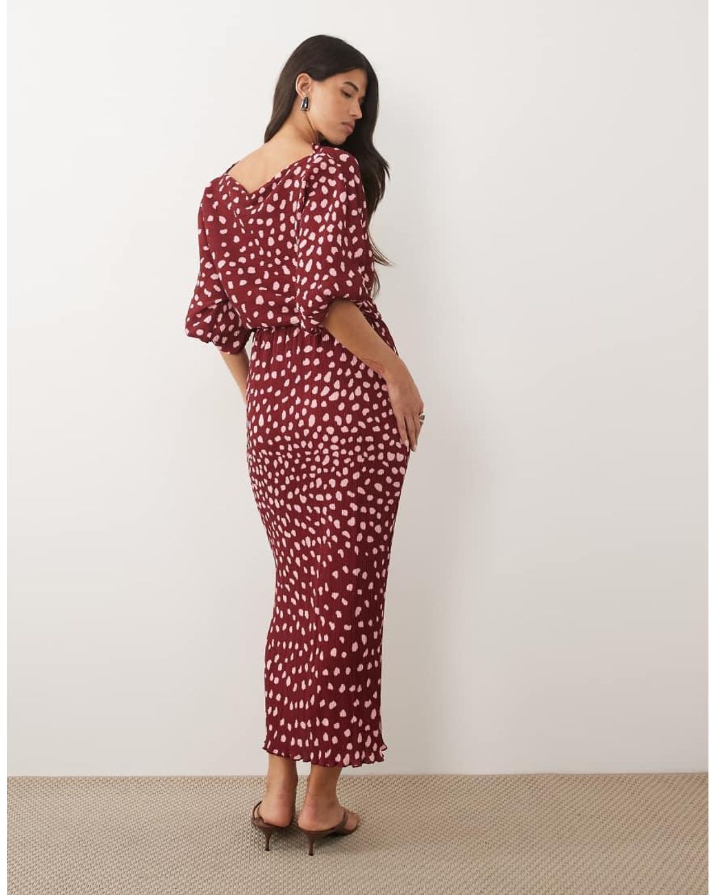 Never Fully Dressed Red Tilly Plisse Off Shoulder Maxi Dress