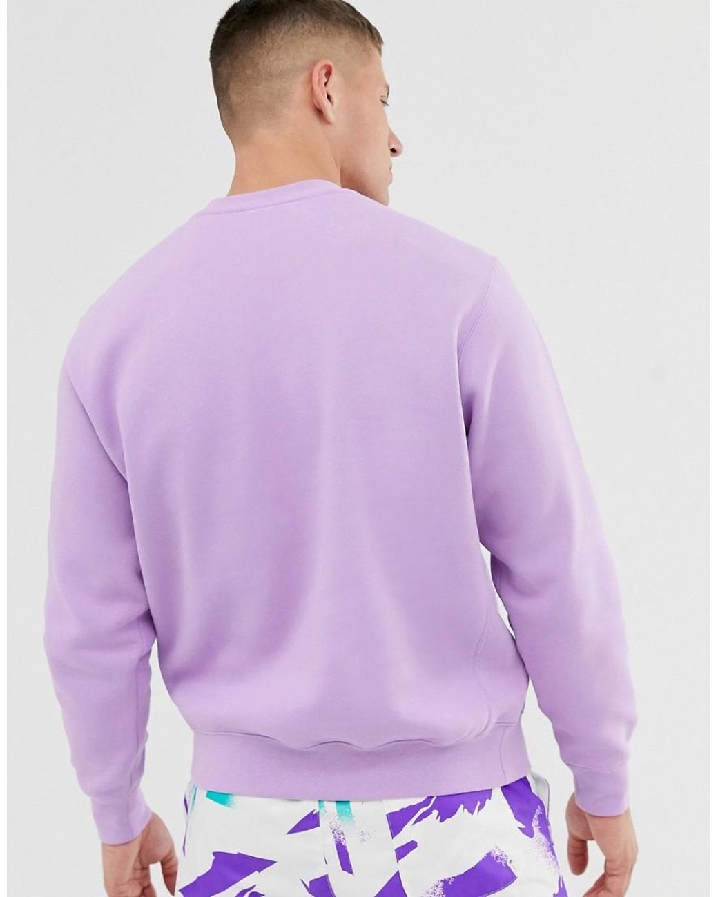 Nike Club Fleece Crew Neck Sweatshirt In Lilac in Purple for Men | Lyst