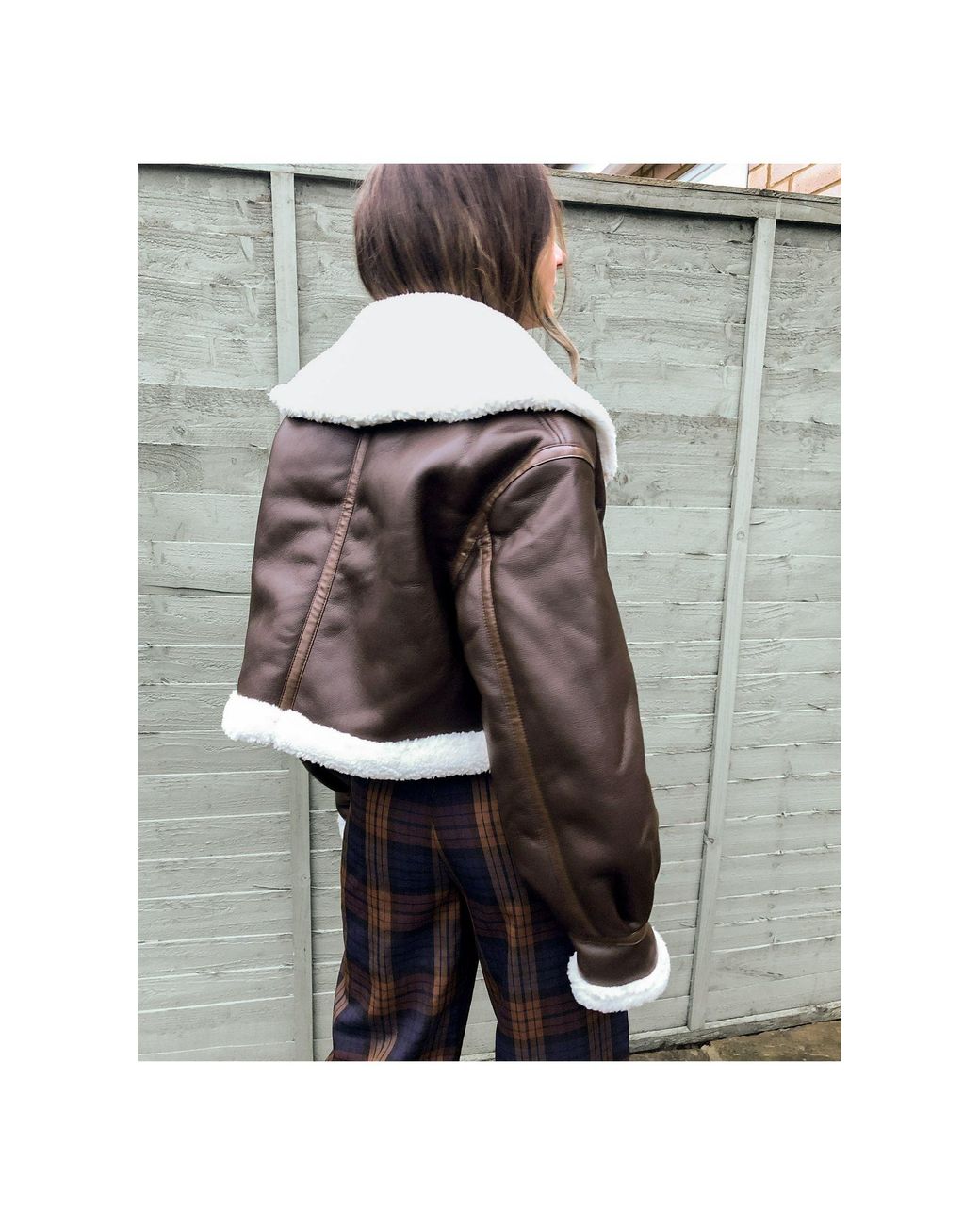 ASOS Cropped Aviator Jacket in Brown | Lyst