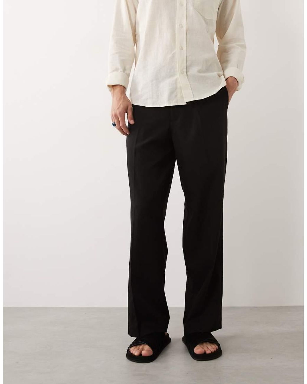 Jack & Jones White Toby Wide Leg Tailored Trouser for men