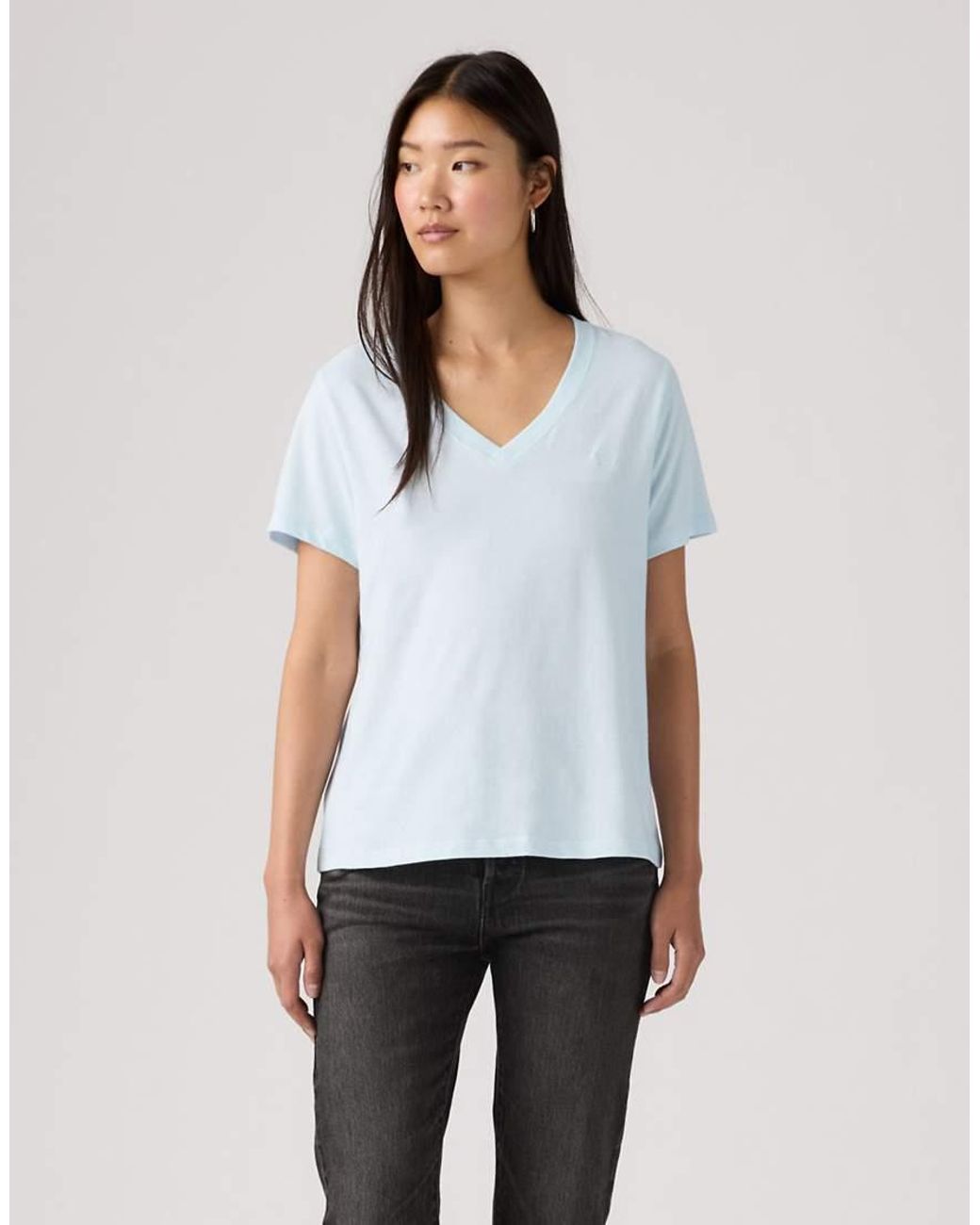Levi's Gray Favorite V-Neck Cotton T-Shirt