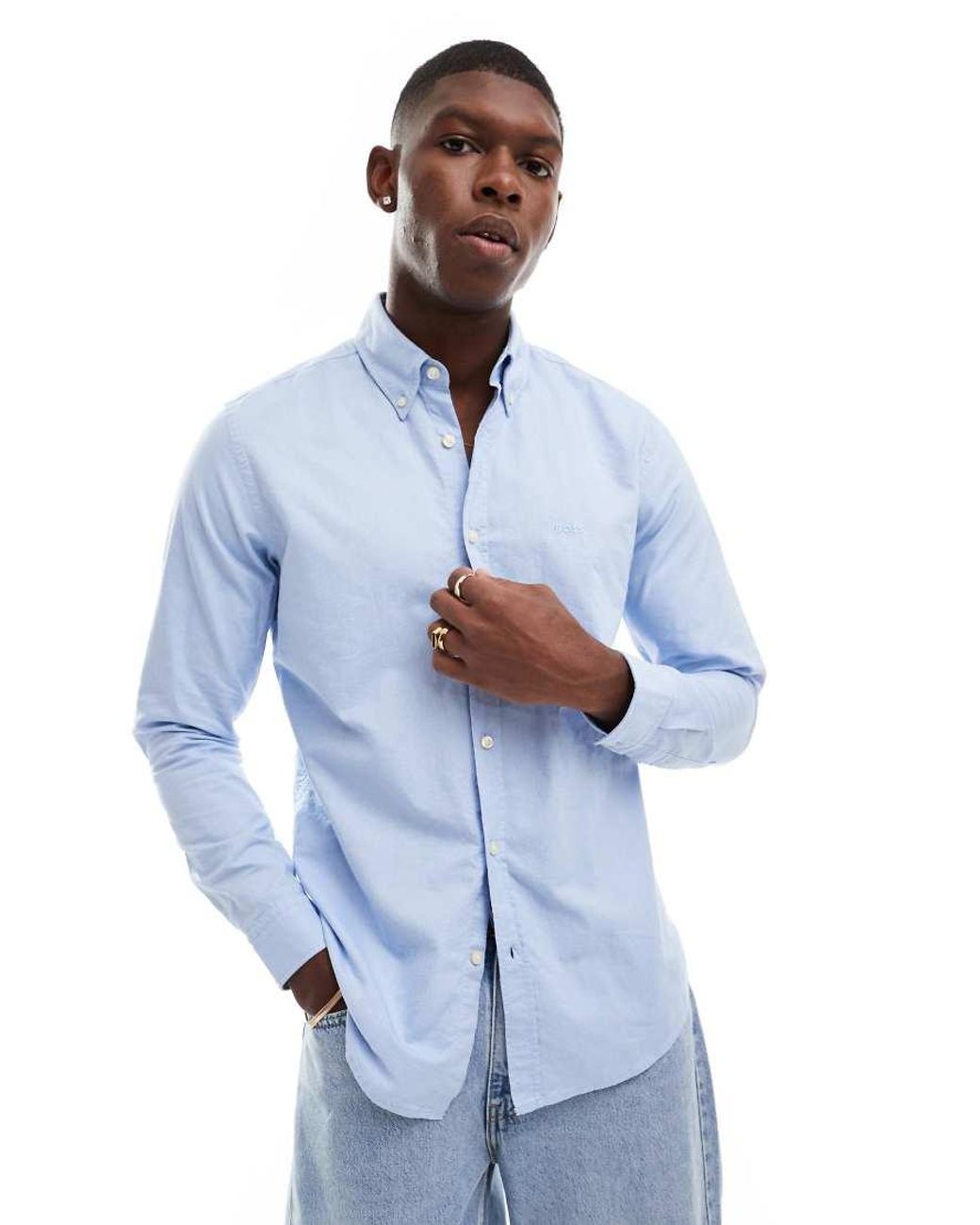 Boss Blue Rickert Oxford Long Sleeve Shirt for men