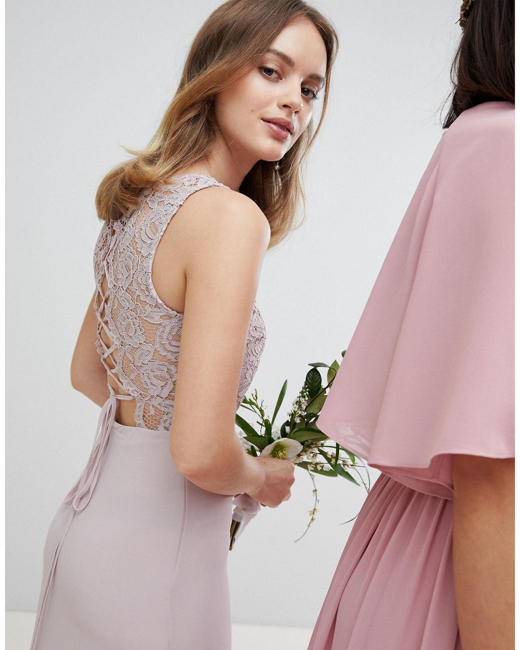 tfnc lace up back maxi bridesmaid dress