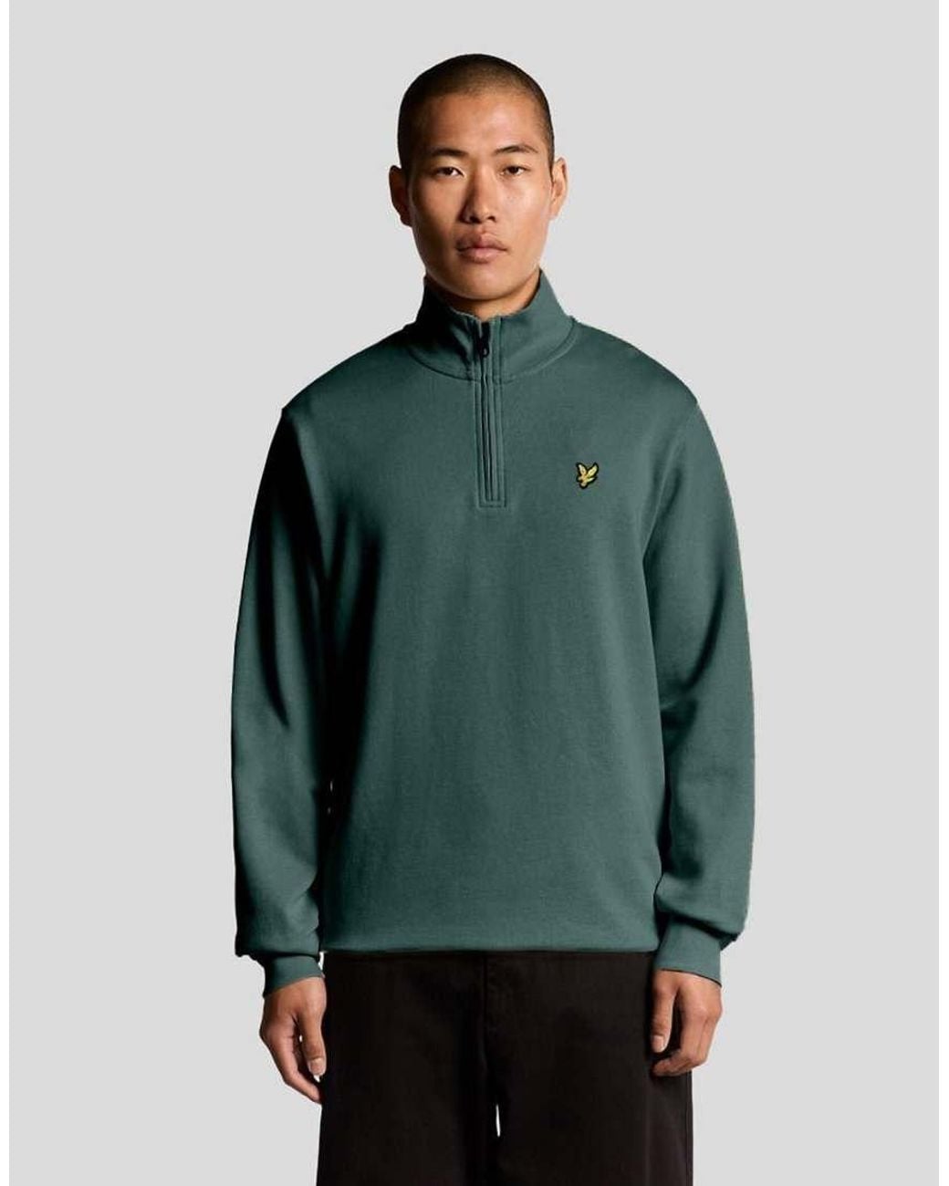 Lyle & Scott Green Mid Layers Quarter Zip Pullover Sweatshirt for men