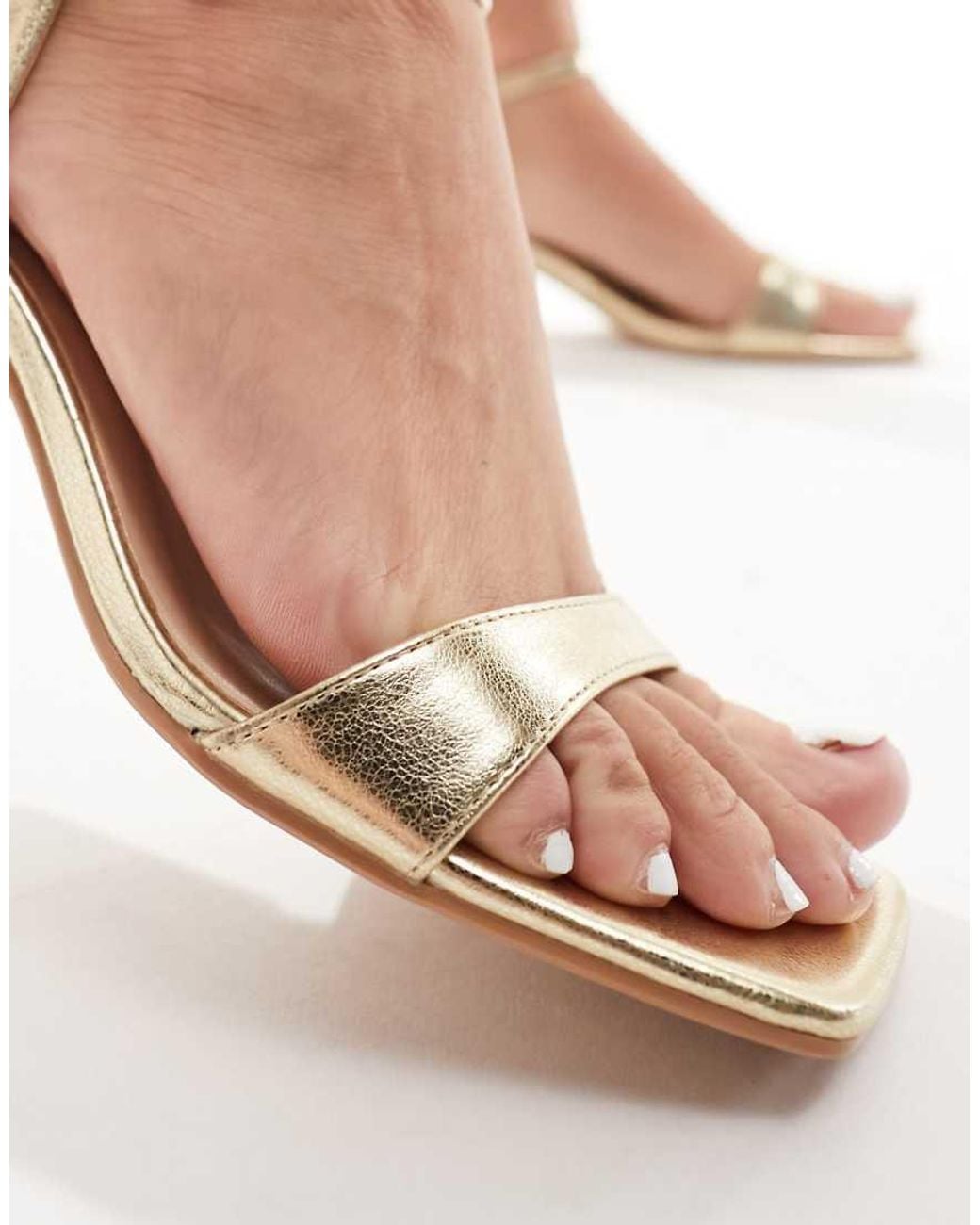Glamorous White Low Block Heeled Sandals