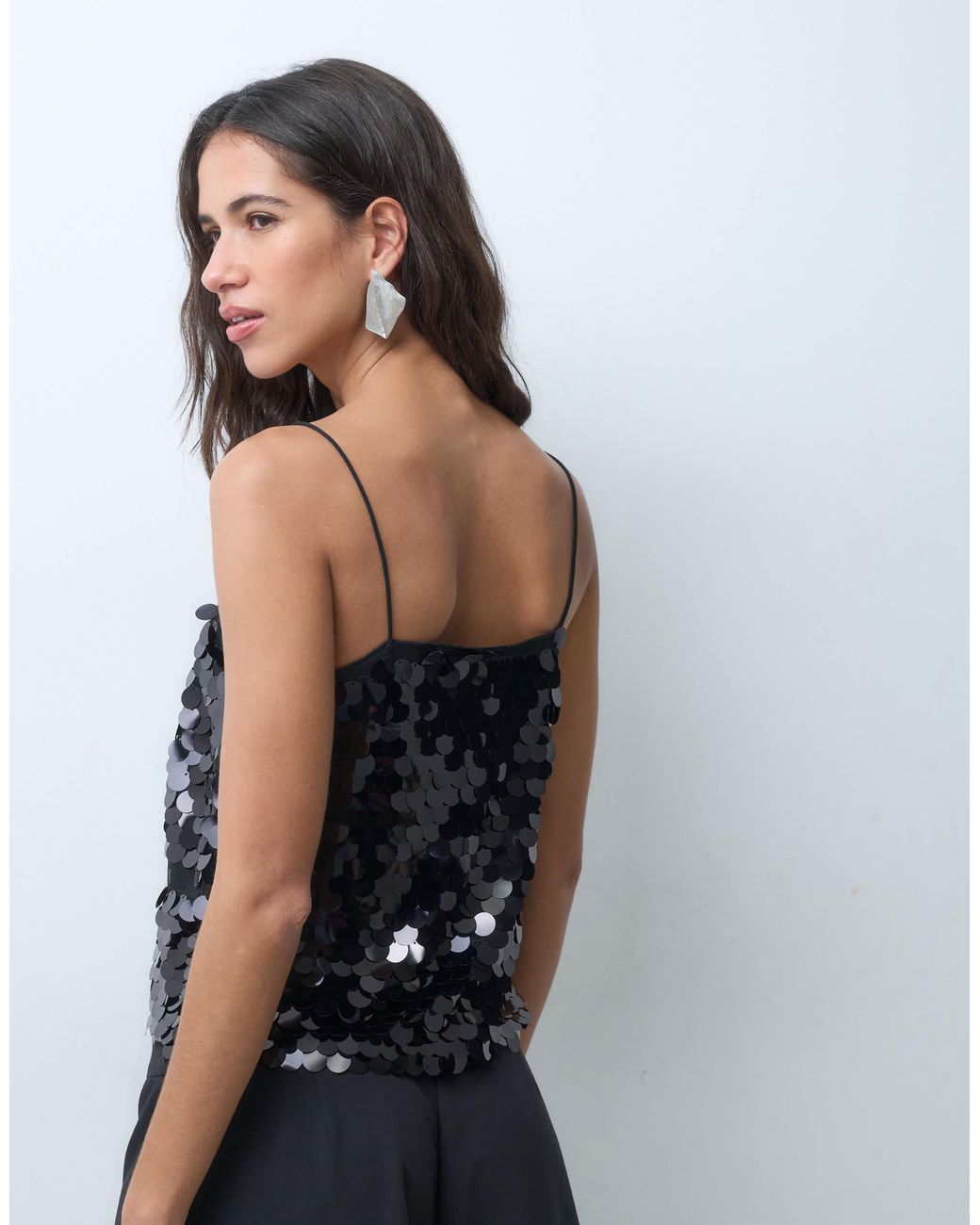 ASOS Blue Sequin Square Neck Cami